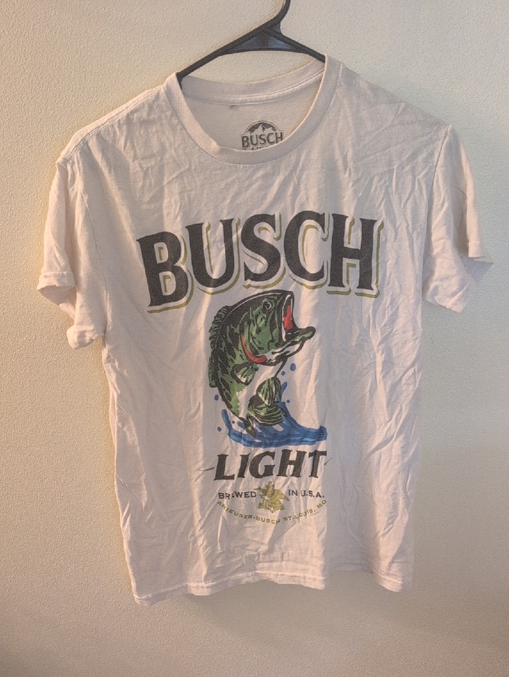 BUSCH Light Graphic T-Shirt - White with Multicolor Fish Print